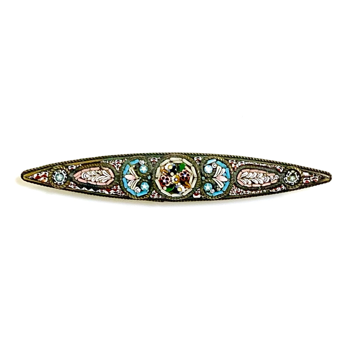 Marquis Shaped Micro Mosaic Brooch