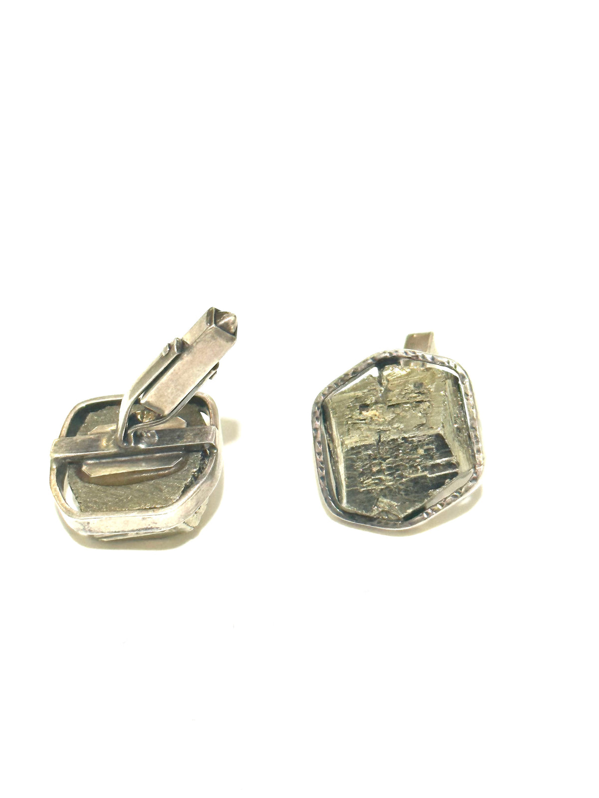 Vintage Sterling Silver Pyrite Faceted Rough cufflinks