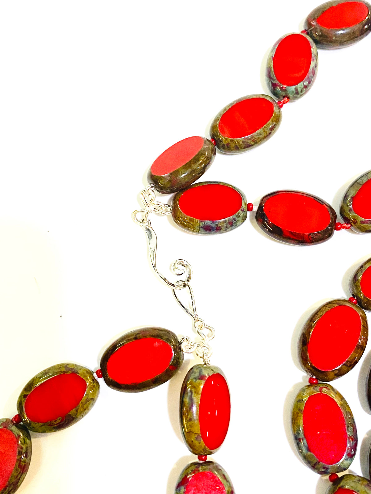 Two Strand Red Glass Handmade Necklace