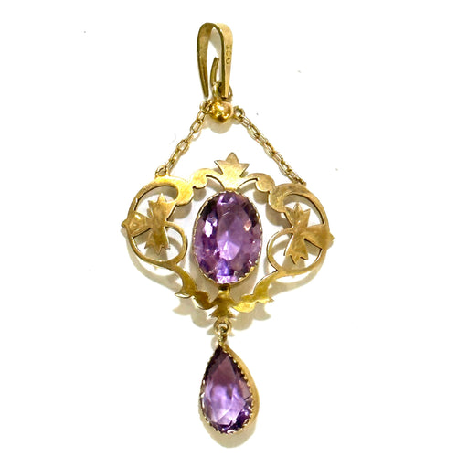 Antique 9ct Yellow Gold Amethyst Pendant