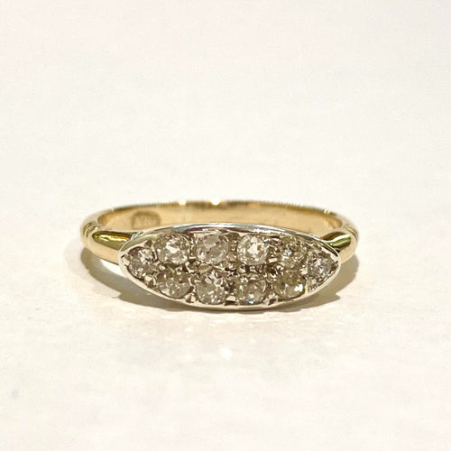 Antique 18ct Yellow Gold Double Row Diamond Bridge Ring