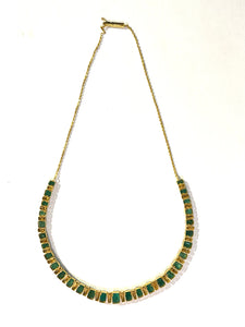 Vintage Emerald and Diamond Graduated Collar Necklace
