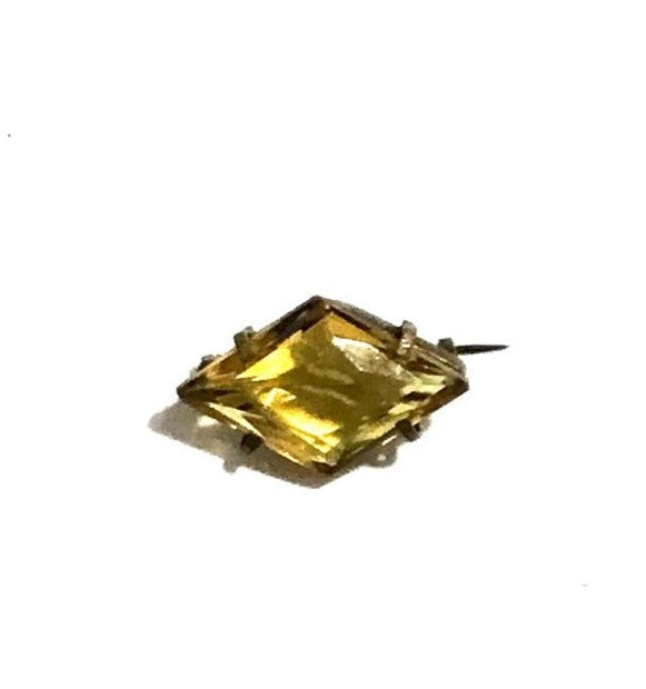 Diamond Shaped Citrine Brooch