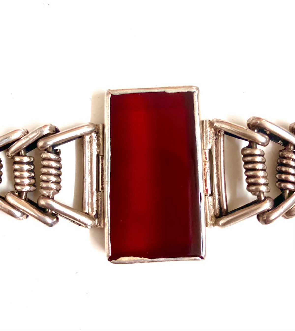 Sterling Silver Carnelian Chain Bracelet