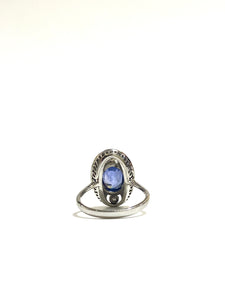9ct White Gold Diamond and Sapphire Ring