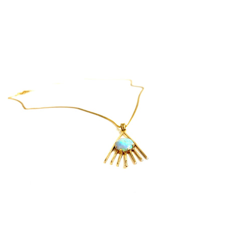 9ct Gold Opal Fan Necklace