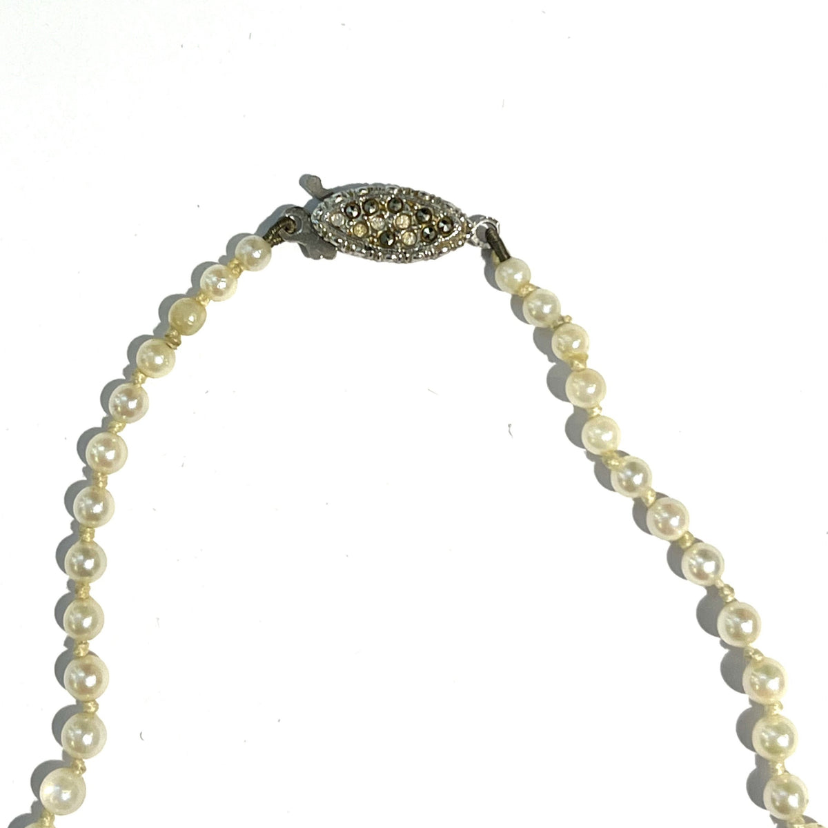 Vintage Sterling Silver Cultured Akoya Pearl Necklace