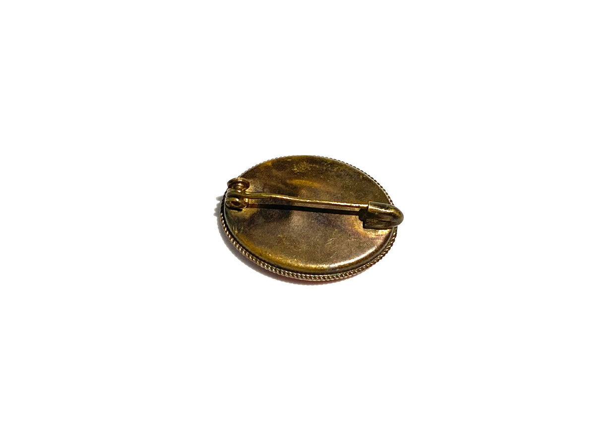 Vintage Micro Mosaic red Oval Brooch