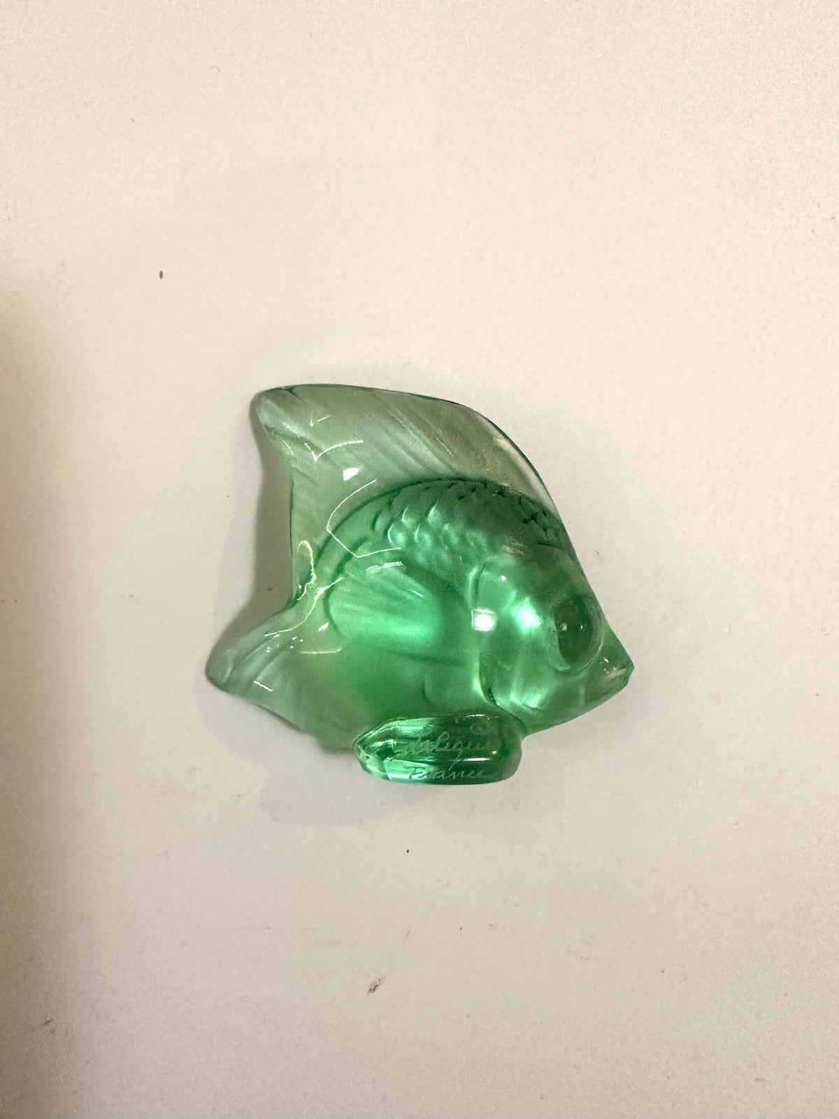 Lalique Green Art Glass Fish