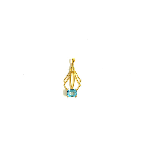 Sterling Silver Gold Plate Topaz Pendant