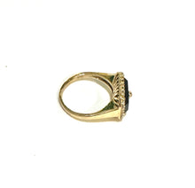 Black Onyx and Diamond 9ct Yellow Gold Ring