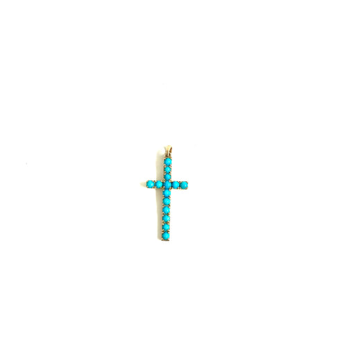 9ct Gold Turquoise Cross Pendant