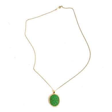 14ct Gold Emerald and Diamond Necklace