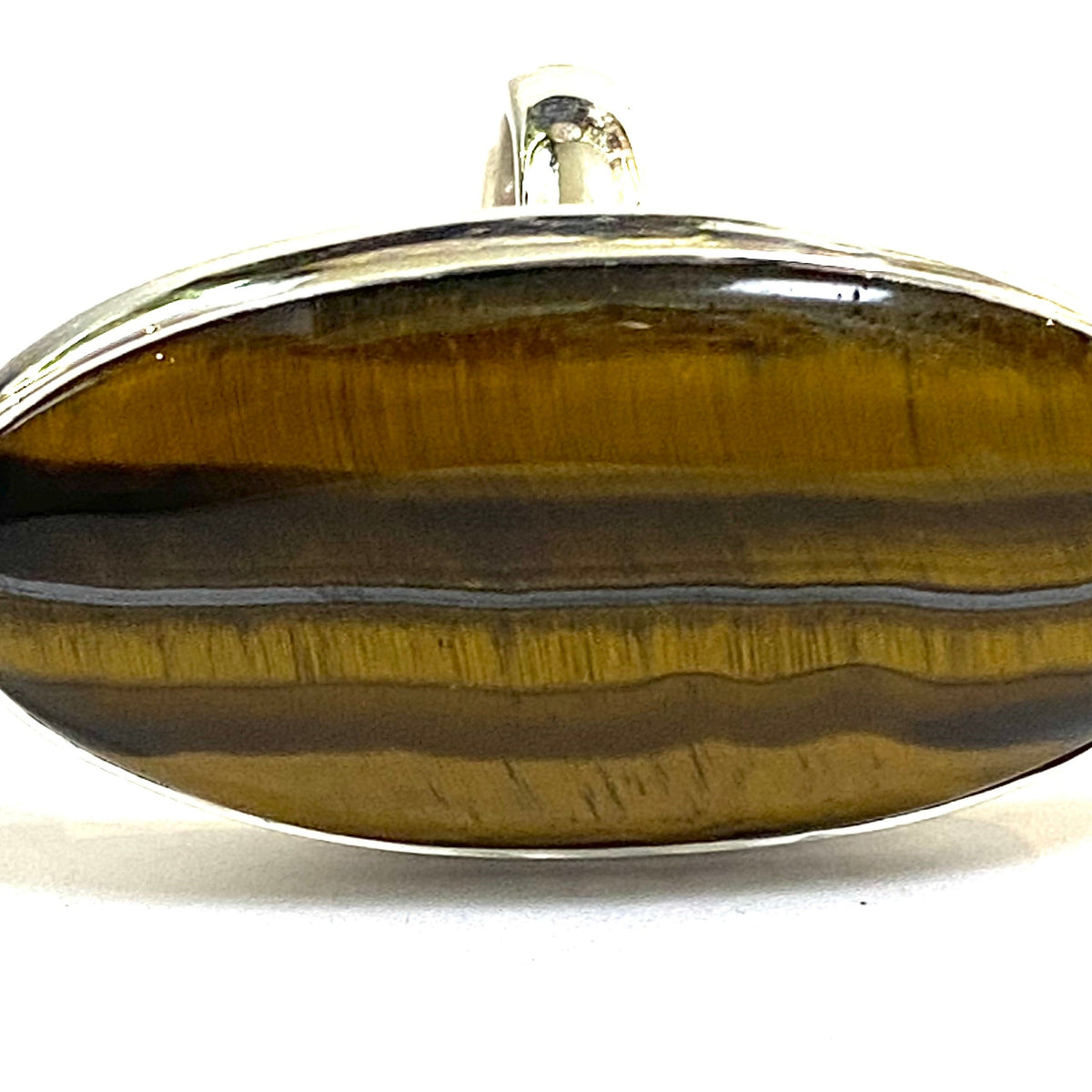 Tigers Eye Long Oval Silver Ring