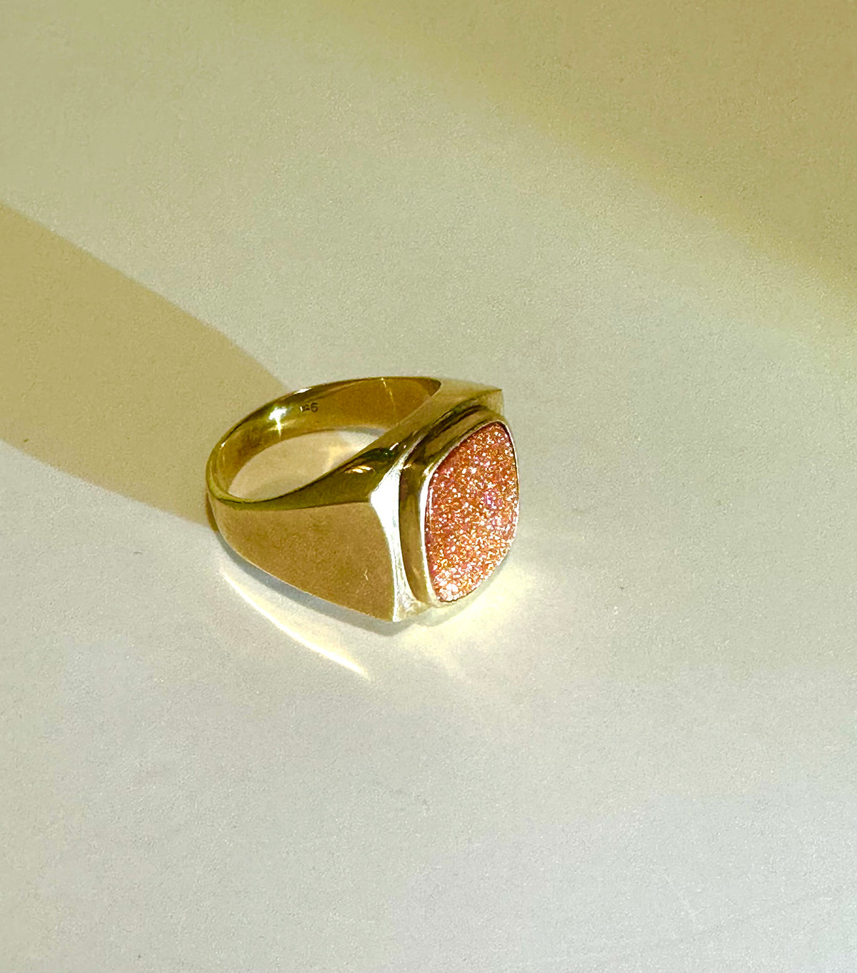 9ct Gold Men's Signet Sunstone Ring