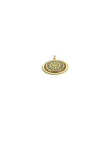 9ct Gold Pendant Inlaid with Enamel