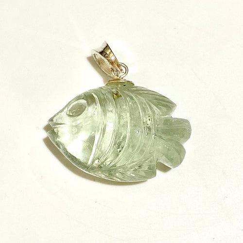 Hand-carved Fluorite Fish Pendant