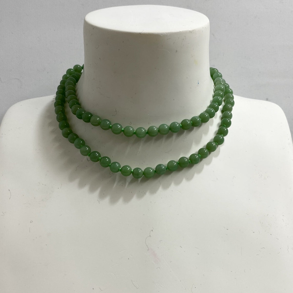 Vintage Sterling Silver Jadeite Export Beaded Necklace