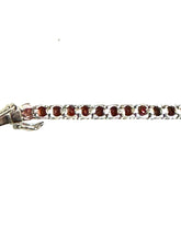 Sterling Silver Round Faceted 4mm Garnet Tennis Bracelet