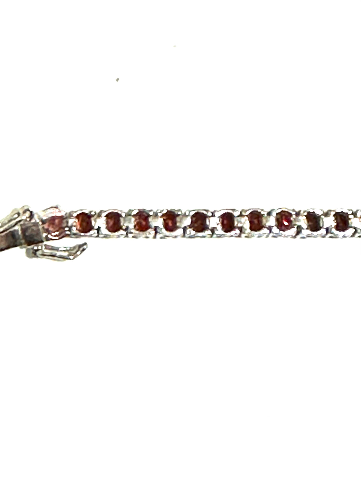 Sterling Silver Round Faceted 4mm Garnet Tennis Bracelet