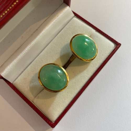 18ct Yellow Gold Cabochon Jadeite Cufflinks