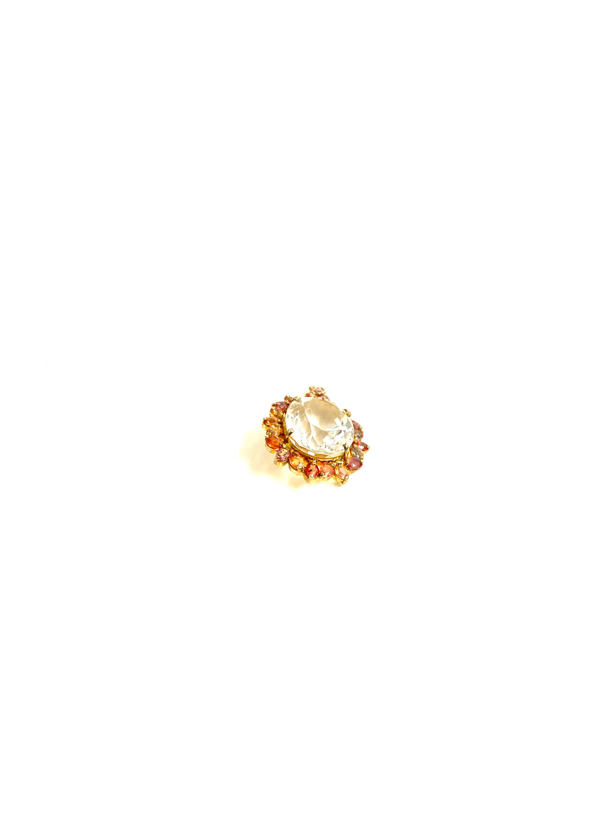 Sterling Silver Gold Plate Rock Crystal and Sapphire Pendant