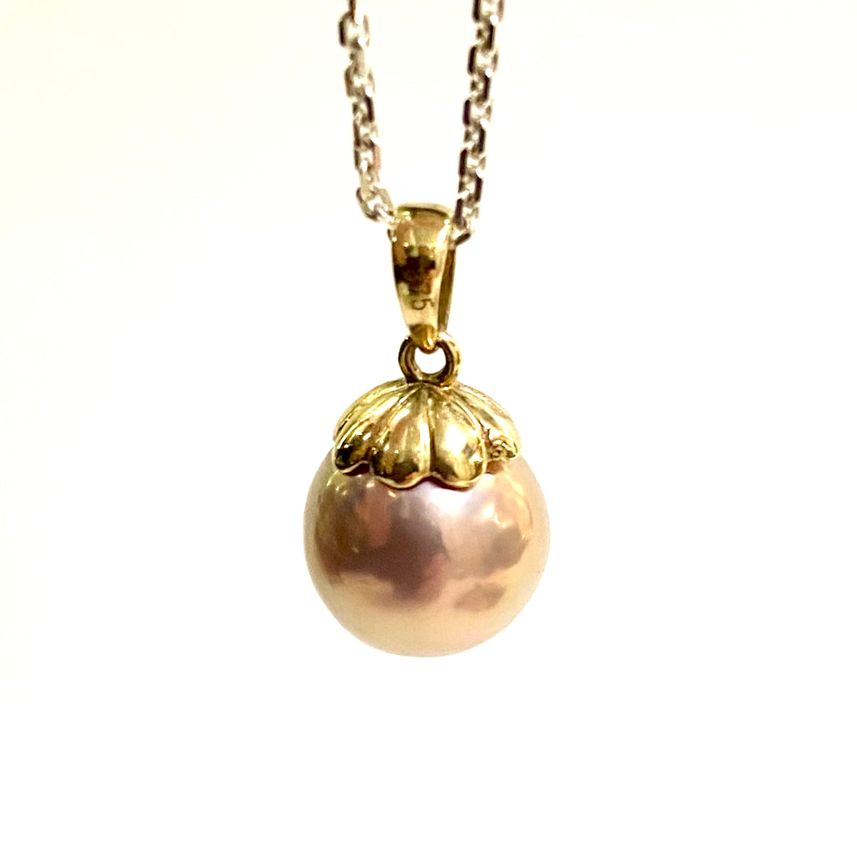 9ct Yellow Gold Natural Japanese Kasumi Pearl Pendant