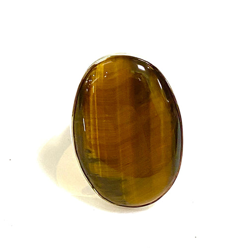 Tigers Eye Oval Silver Ring