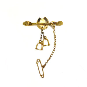 18ct Yellow Gold Horseshoe and Stirrups Brooch