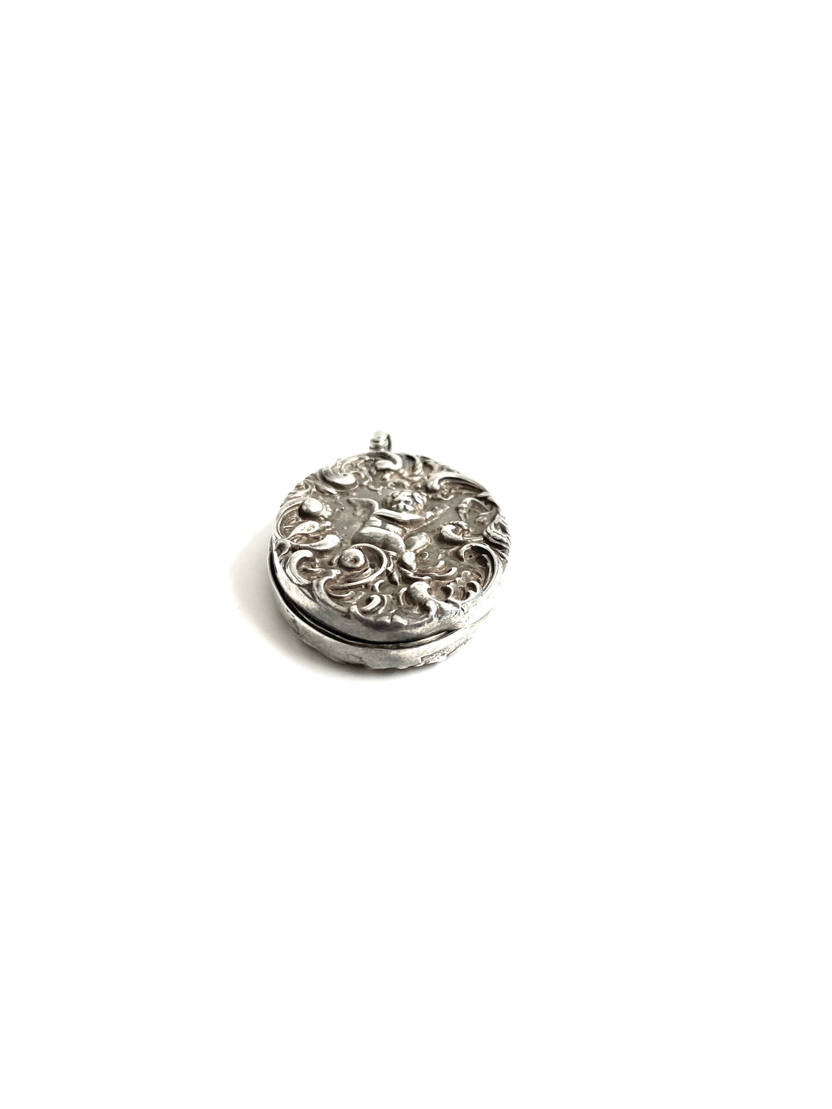 Sterling Silver Heavy French Cherub Locket