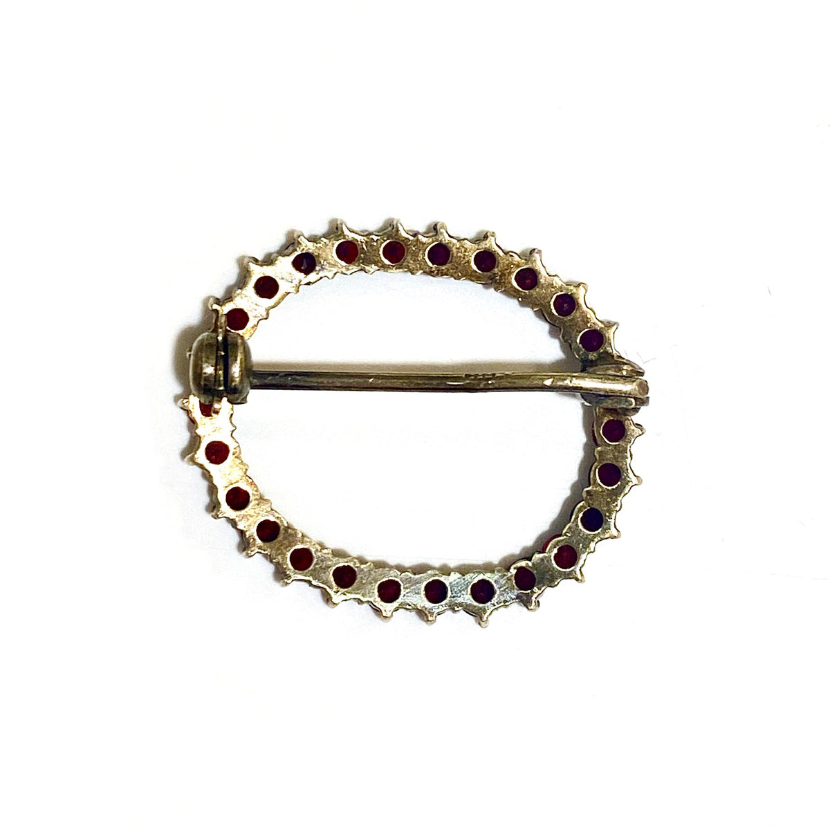Sterling Silver Gold Plate Garnet Brooch