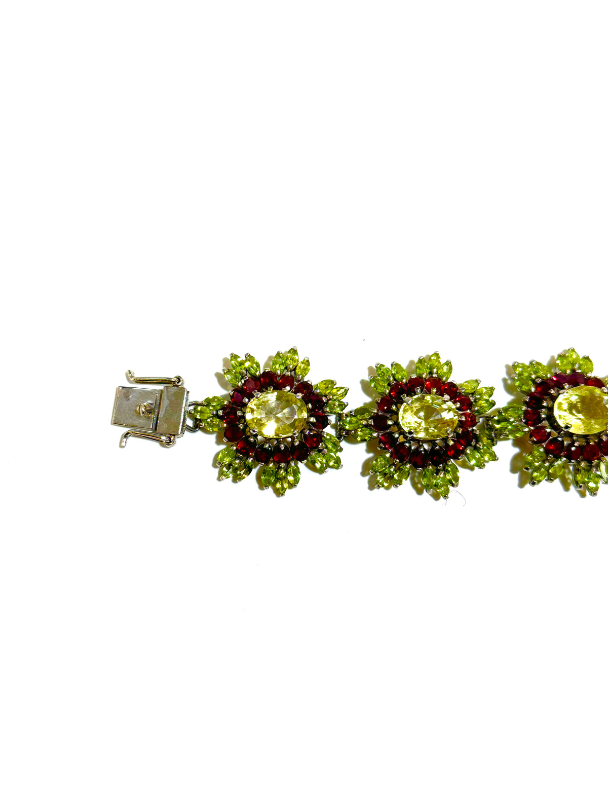 Sterling Silver Garnet and Peridot Bracelet