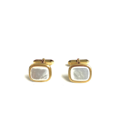 Sterling Silver Gold Plate and Mother of Pearl Cufflinks