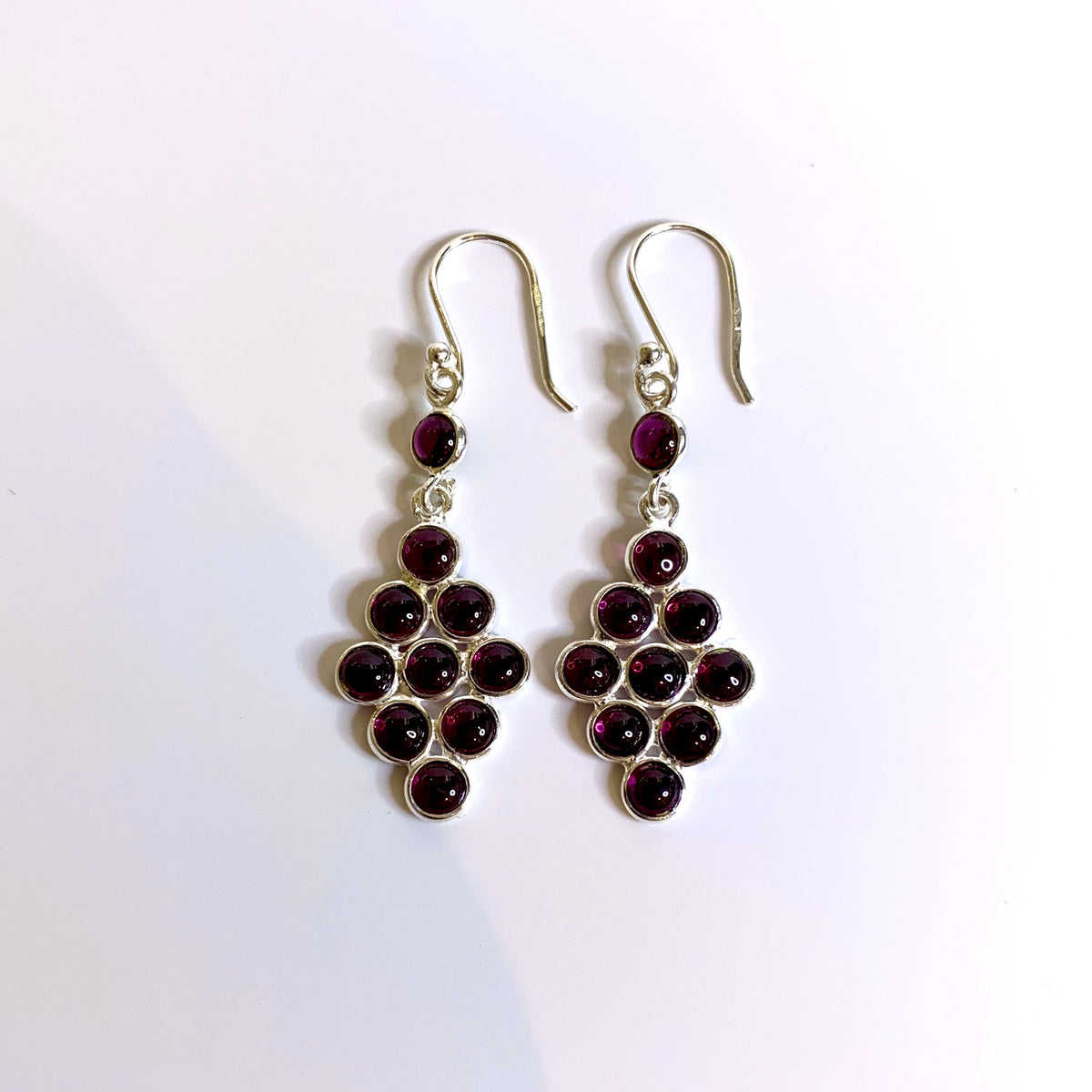 Cabochon Cut Garnet Hook Drop Earrings