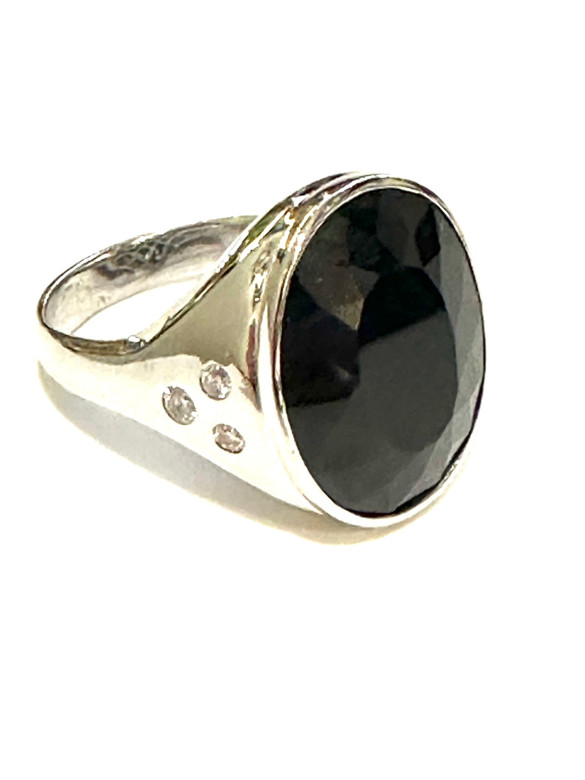 18ct White Gold 30.75ctw Black Sapphire and Diamond Ring