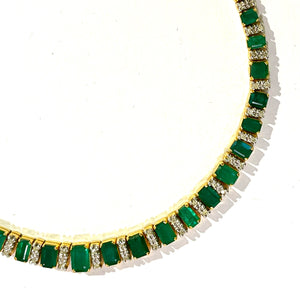 Vintage Emerald and Diamond Graduated Collar Necklace