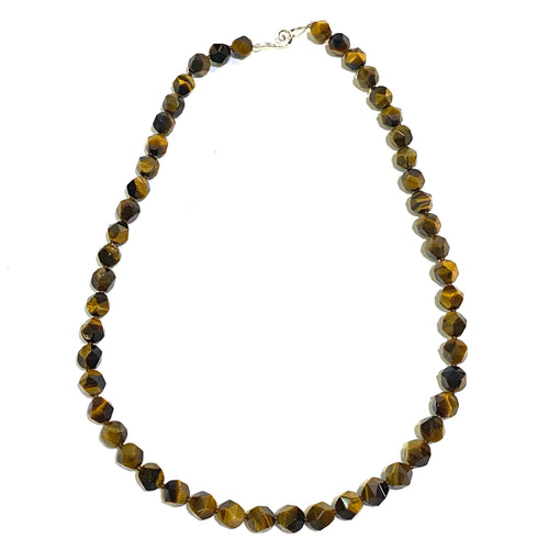 Diamond Cut Tigers Eye Beaded Necklace