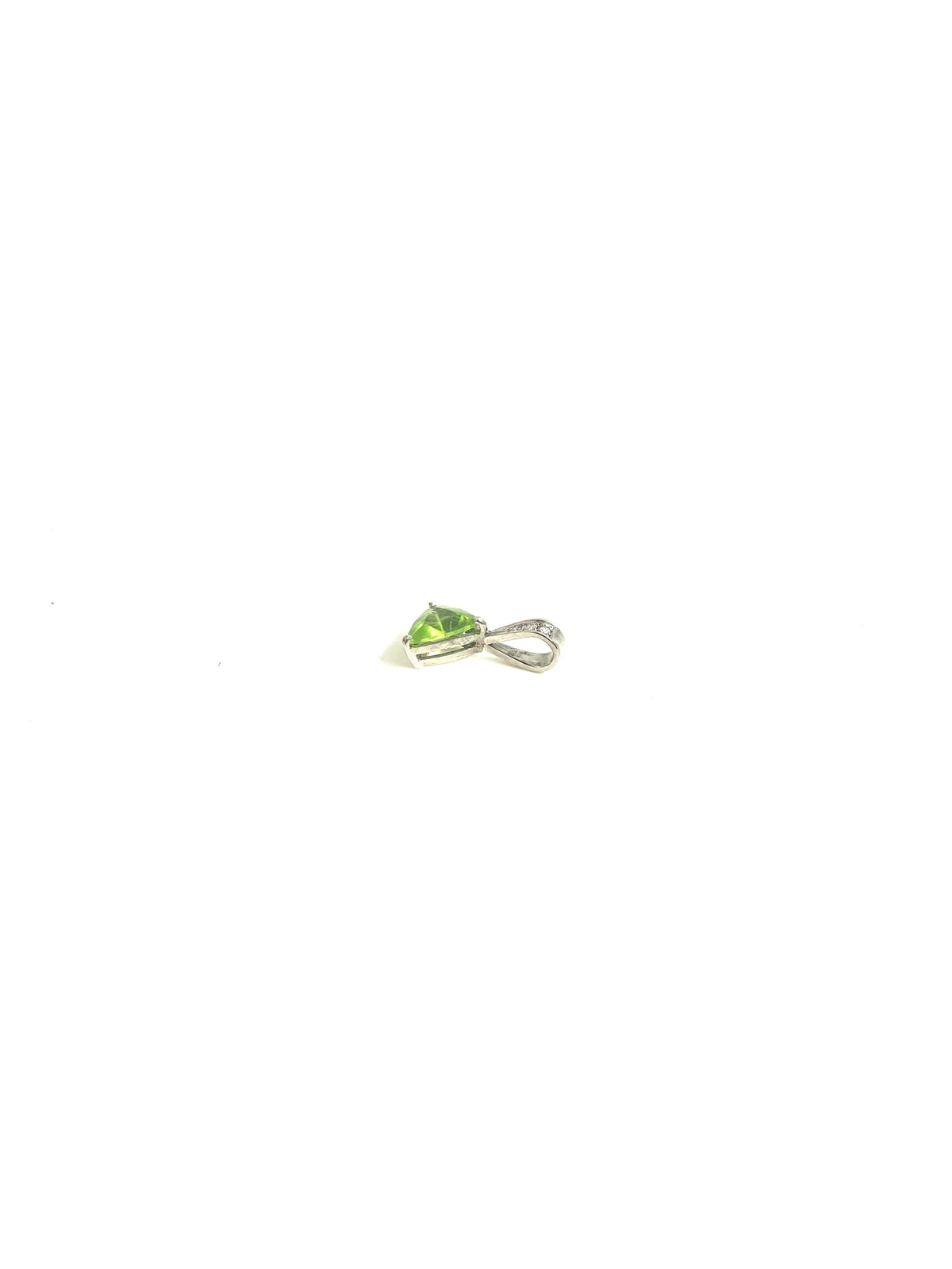 Triangle Peridot and Diamond 9ct White Gold Pendant