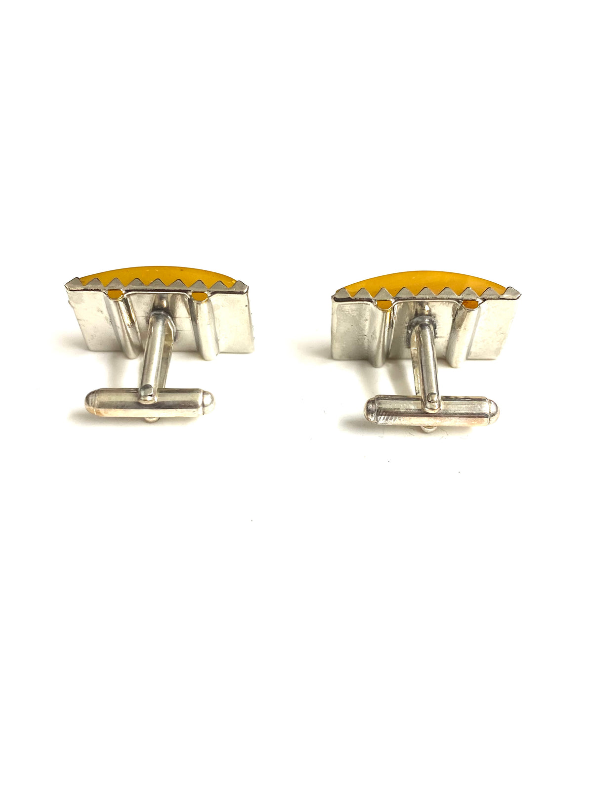 Sterling Silver and Amber Rectangle Cufflinks