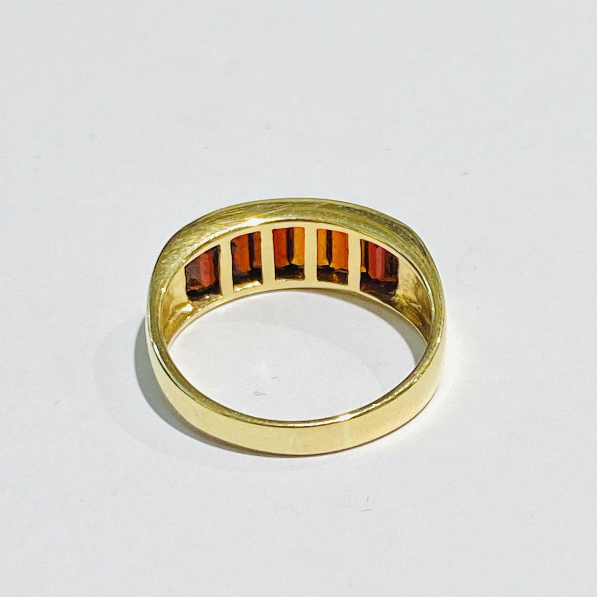 Vintage 9ct Yellow Gold Garnet Bridge Ring
