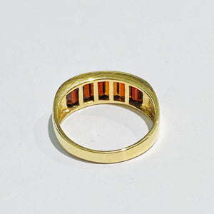 Vintage 9ct Yellow Gold Garnet Bridge Ring