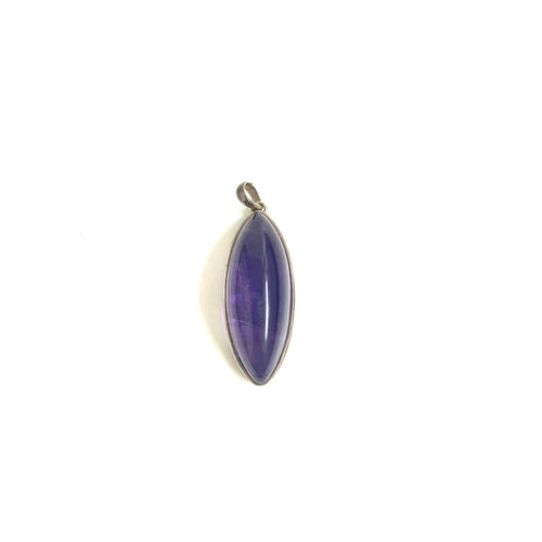 Sterling Silver Amethyst Long Oval Pendant