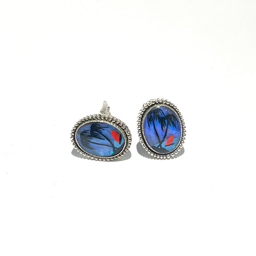 Vintage Rock Crystal and Butterfly Wing Island Cufflinks