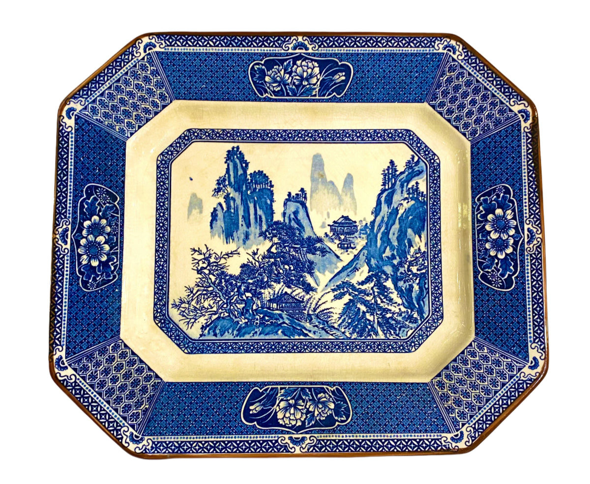 Antique Willow Pattern Blue and White wall plate