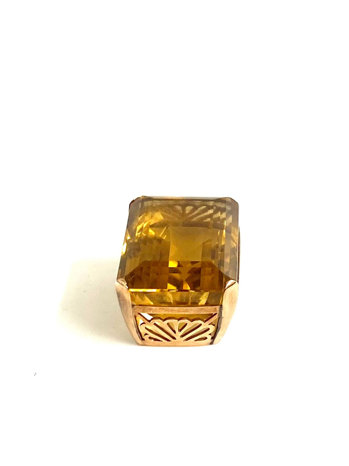 9ct Gold Rectangle Citrine Pendant