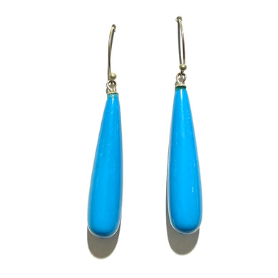 Sterling Silver Capri Blue Glass Broilette Drop Earrings