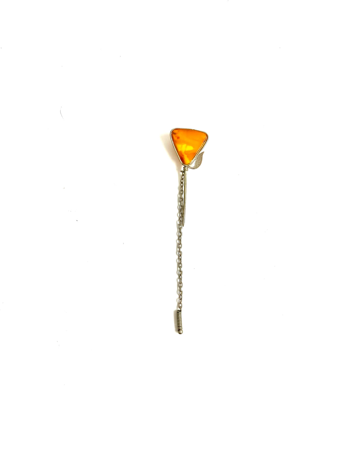 Vintage Sterling Silver Baltic Amber Tie Pin