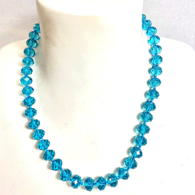 Faceted Blue Crystal Necklace