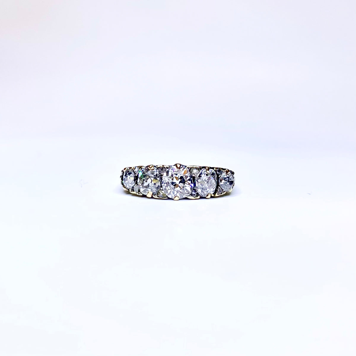 18ct Yellow Gold Old Cut Diamond Bridge Ring