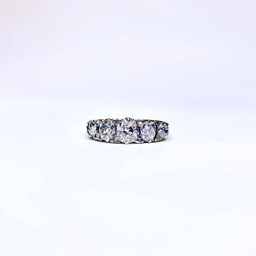 18ct Yellow Gold Old Cut Diamond Bridge Ring